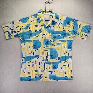 Vtg Carina Ford Polo Shirt Mens L Disco Beach USA 70s Johnny Collar Point